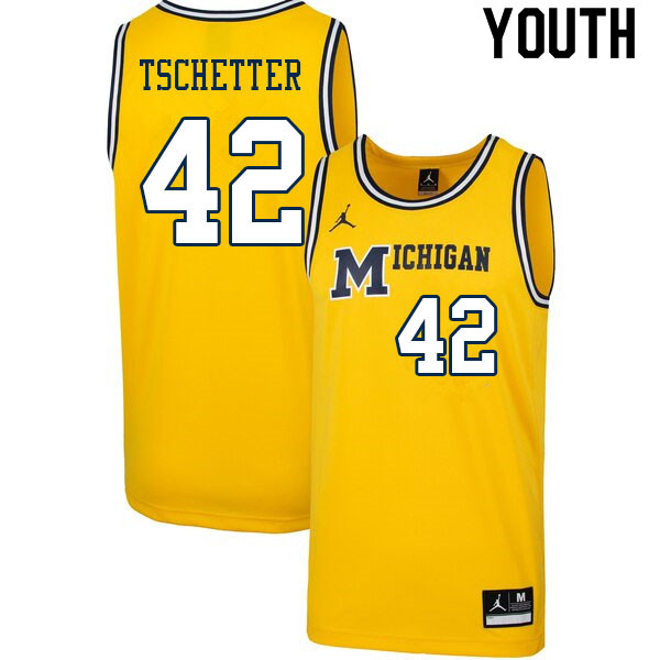 Youth #42 Will Tschetter Michigan Wolverines College Basketball Jerseys Sale-Throwback - Click Image to Close